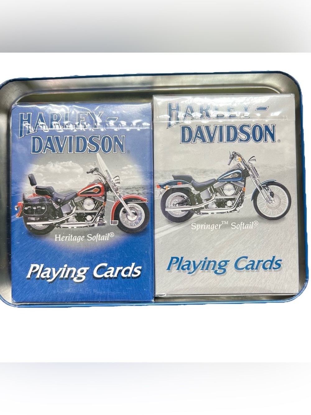 2001 Harley Davidson Springer Heritage Softail Collectible Tin & Playing Cards - Picture 3 of 4